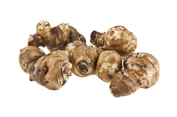Jerusalem artichoke isolated on white background closeup