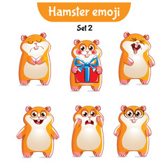 Vector set of cute hamster characters. Set 2
