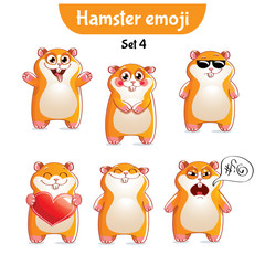 Vector set of cute hamster characters. Set 4
