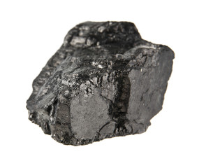 coal isolated on white background close-up