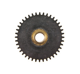 gears for a clock isolated on a white background close-up