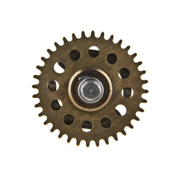 gears for a clock isolated on a white background close-up