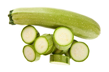 zucchini isolated on white background closeup