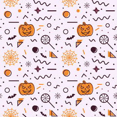 Obraz premium Halloween seamless background. Memphis pattern.