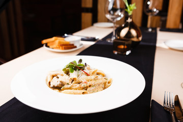 Penne pasta with chicken