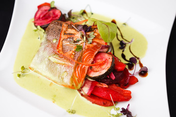 Smoked trout with vegetables