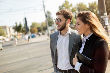 Business people walking in city