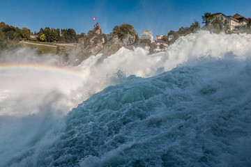 Strong rapids in Rhine falls Switzerland