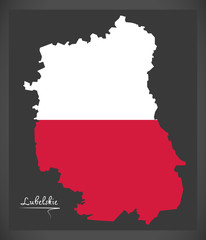 Lubelskie map of Poland with Polish national flag illustration