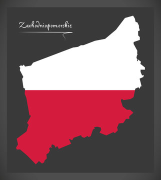 Zachodniopomorskie map of Poland with Polish national flag illustration
