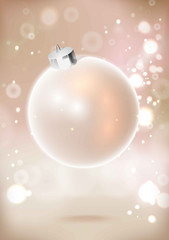 Naklejka na ściany i meble Christmas tree decoration in form of tender pink shiny ball