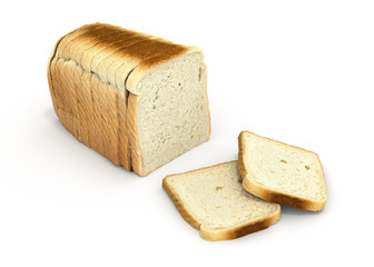 Sliced bread isolated on white background 3d