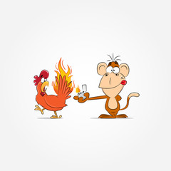 Cute cartoon monkey with a cock