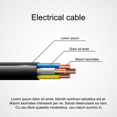 Electrical cable, schematic representation, vector illustration