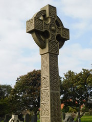 Celtic Cross in graveyard on Lindisfarne (The Holy Island)