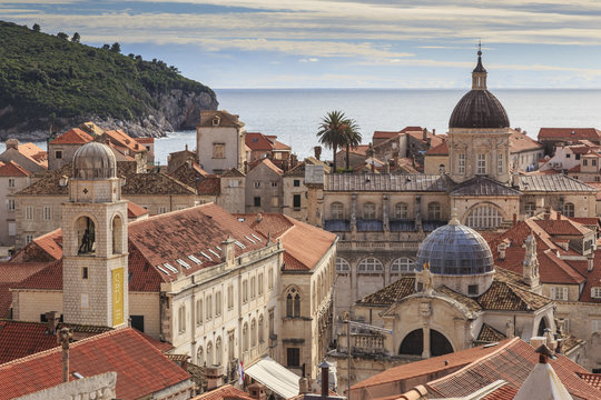 Historic Old Town, Cathedral, St. Blaise Church, Clock Tower and Rector's Palace, Dubrovnik, Croatia
