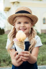 smiling child with ice cream