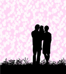 silhouette family, outdoors, background