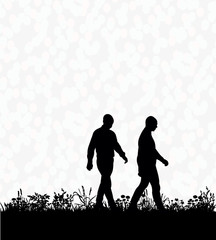 silhouette of people go, vector