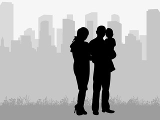 silhouette of family