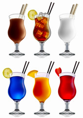 alcohol cocktail set on a white with fresh summer fruits