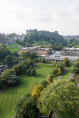 Edinburgh castle and the National Gallery seen from Scott Monument