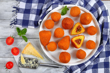 italian saffron risotto cone and balls