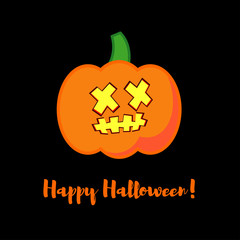 Vector background Happy Halloween. Halloween Party with pumpkins. Poster, postcard.