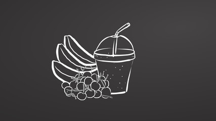 Banana and cherry smoothie on chalkboard © Knut Hebstreit