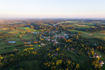 Fototapeta premium Evening countryside, top view