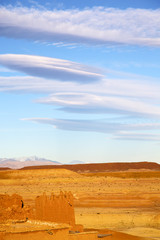  africa in morocco     and   historical village brick wall