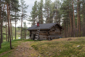 Old cottage in forest,Lapland.