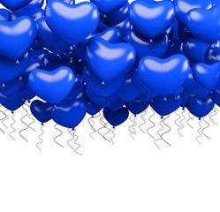 Blue party balloons in heart shape isolated on white background. 3d render - 175330678