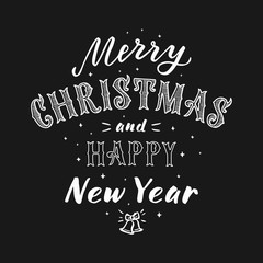 Merry Christmas and happy New Year lettering. Creative typography for holiday greeting gift poster.