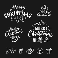 Merry Christmas  lettering. Vector design element for congratulation cards, banners and flyers