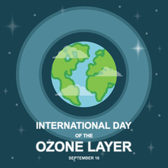 International Day of the Ozone Layer, 16 September. Layer around Earth conceptual illustration vector.