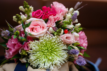 Flower arrangement on a dark background