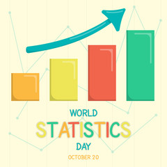 World Statistics Day, 20 October. Bar graph and arrow conceptual illustration vector.