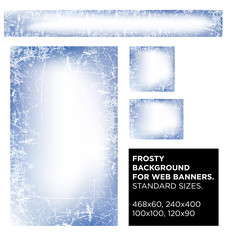 Vector set frosty background for web banners. standard sizes. New Year background. Frosted glass texture. Frosted widow.