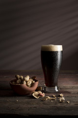 Dark beer and snacks