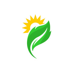 leaf sun vector logo