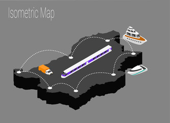 Map Bulgaria isometric concept.