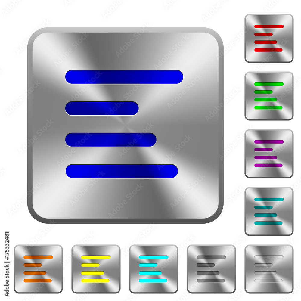 Poster text align left rounded square steel buttons