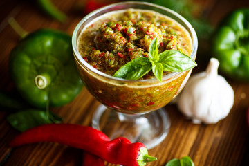 acute sauce of adzhika from various types of pepper