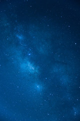The Milky Way ,Long exposure photograph , Blue tone