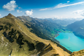 Aussicht auf Brienz, Tannhorn, Brienzer Rothorn und türkisfarbenen Brienzersee, Berner Oberland,...