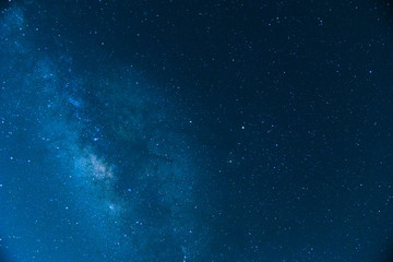 The Milky Way ,Long exposure photograph , Blue tone