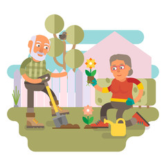 Fototapeta premium 50 plus - couple gardening together