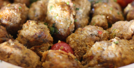 Homemade cutlets with vegetables. Selective focus