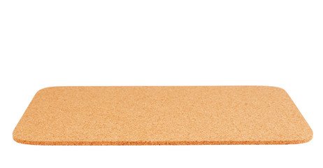 Cork mat with red border isolated on white background